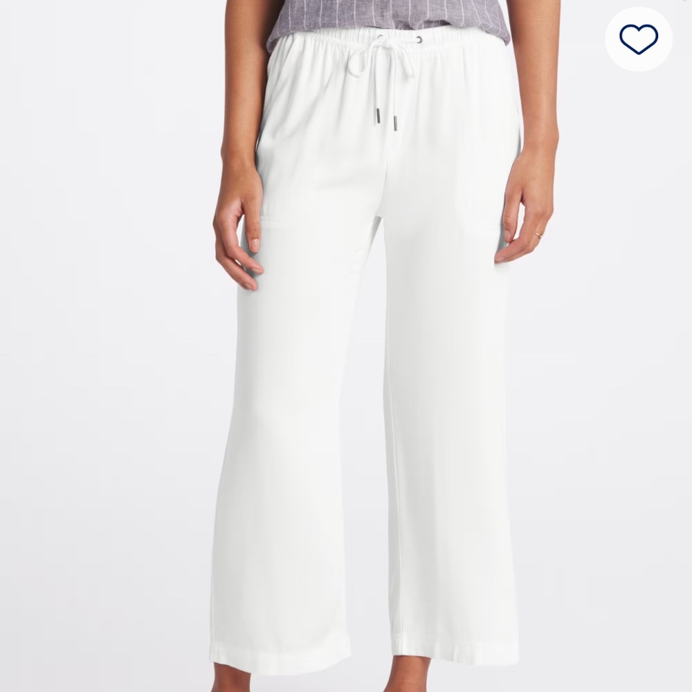 Woven crop wide leg pant